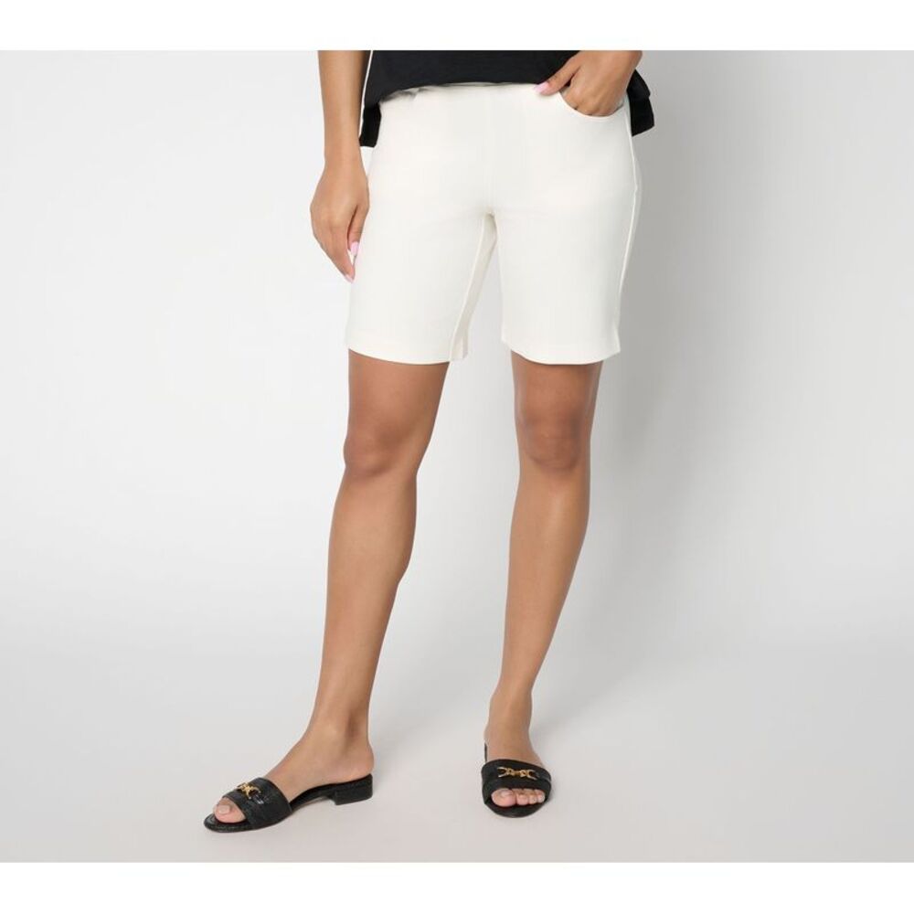 Belle by Kim Gravel Women's Pants Sz 14 Ponte Pocket " Short White